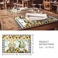 thumbnail image 3 of Placemats Set of 4, Sunflower Gnomes Woven Placemat, Linen Place Mats for Kitchen/Dining Tables, Spring Farmhouse Country Daisy Leaf Plaid Washable Table Mats for Party, 3 of 8