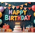 thumbnail image 4 of Rainbow Balloons Birthday Banner Colorful Cake Party Celebration Decor for Birthday Party Event Kids, 4 of 6