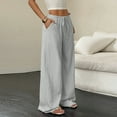 thumbnail image 6 of Womens Palazzo Pants Summer Fashion 2026 High Waisted Wide Leg Drawstring Flowy Beach Trousers with Pockets Light Gray XL, 6 of 6