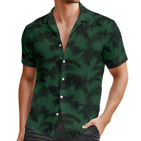 Zylarhe Men T Shirts European Beach Men Trendy Comfortable Loose Sports Foreign Trade Business Casual Collar Button Open Shirt Short Sleeve Shirt Shirt Men Casual