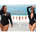 thumbnail image 6 of Ocean Blues Women's Plus Size Swimwear Long Sleeve Zipper Rash Guard Black One Piece Swimsuits for Women V Neck One Piece Bathing Suit Size XL, 6 of 8