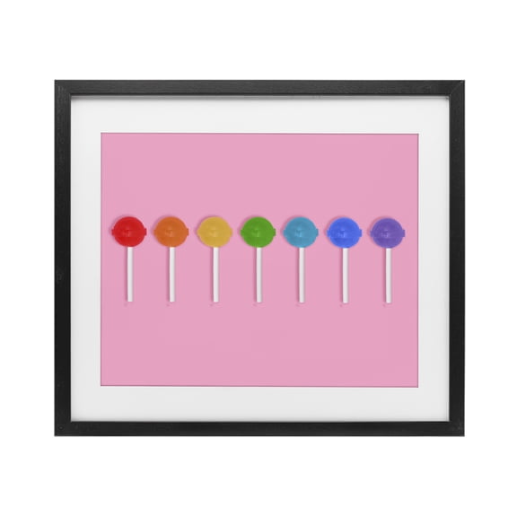 Stupell Industries Contemporary Row of Rainbow Lollipops Black Framed Print Under Glass, 16 x 13, by LISH Creative