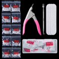 thumbnail image 1 of Nail Art Kit 500pcs False Nail Tips Ballerina Half Cover Nails With 3 Nail Files 1 Cuticle Pusher 1 Nail Clipper Nail Art Polish Manicure Tools (Clear), 1 of 6