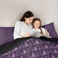 thumbnail image 5 of Feelyou Purple Boho Damask Queen Comforter Set, Tribal Gothic Cat Bedding Set, 3pcs, 5 of 8