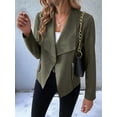 thumbnail image 6 of Women'S Faux Suede Jackets Fashion Fall Clothes Long Sleeve Open Front Cropped Coat Outwear Army Green M, 6 of 9