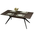 thumbnail image 3 of Kithkasa 71"W x 36"D Rectangle Dining Kitchen Table, Metal Legged, 6 Persons, Wood Grain Finsh Light Brown, 3 of 7