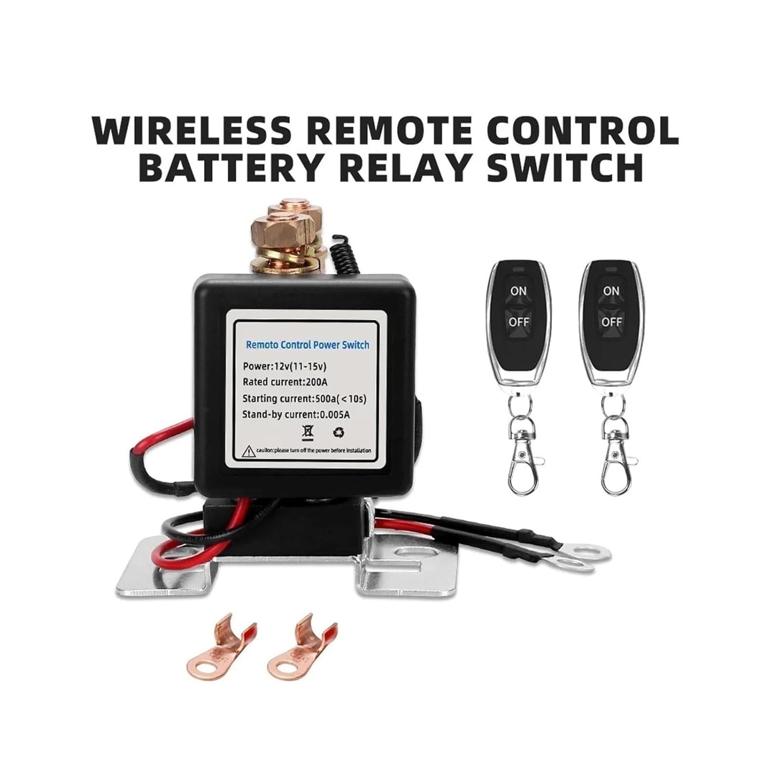 Wireless Remote Control Battery Relay Switch, Battery Disconnect Switch, 12V/24V Cut Off Isolator Master Switches, for Car Truck Boat