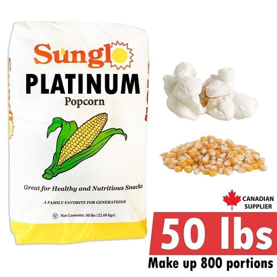 Sunglos PLATINUM Theater grade Unpopped popcorn kernels Butterfly 50lbs