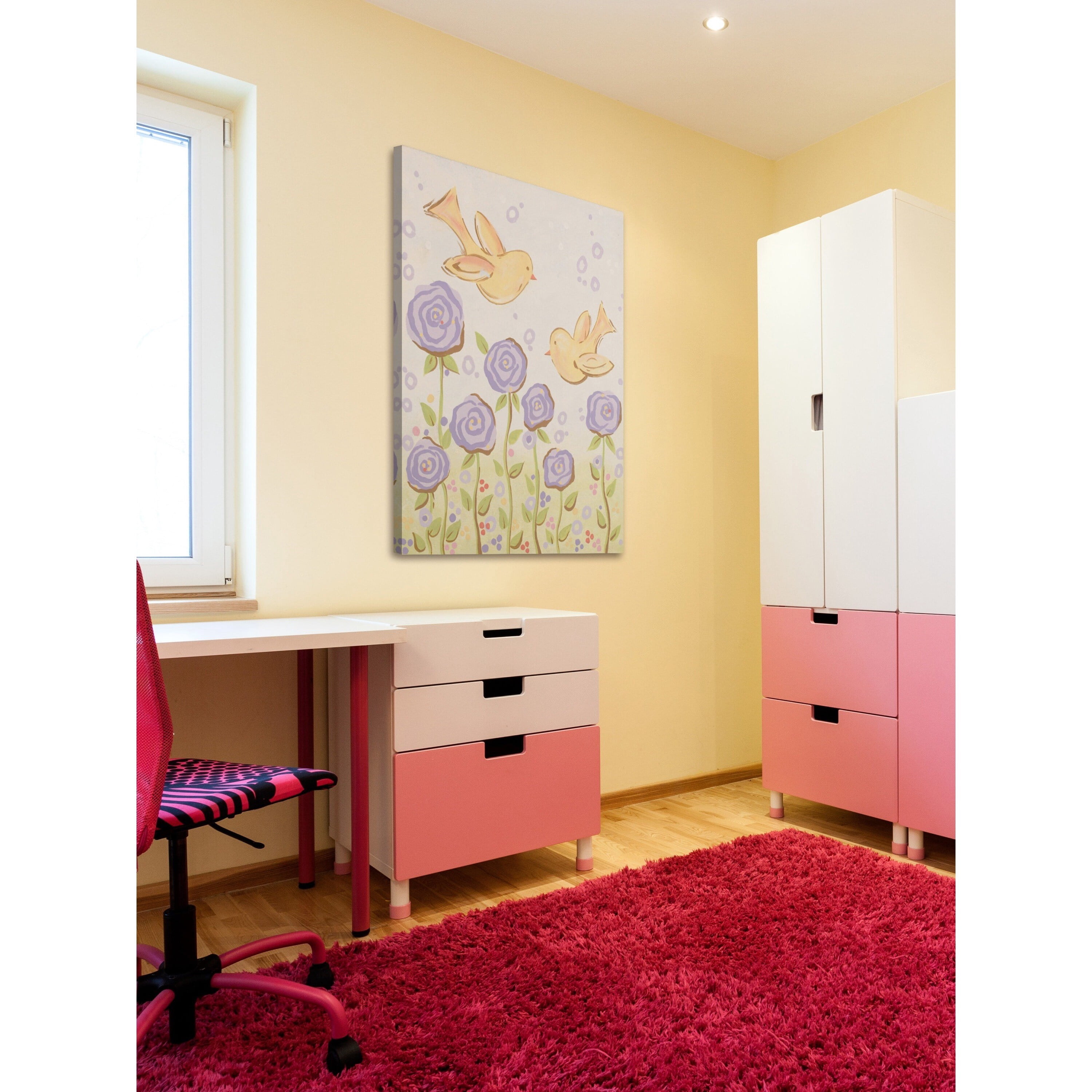 Marmont Hill "Blissful Chicks" by Reesa Qualia Painting Print on Wrapped Canvas