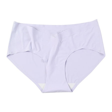 Ashirexll Maternity Underwear V-Shaped Low-Waisted Belly Support Solid Color Traceless Ice Silk Comfortable Maternity Panties Purple XXL