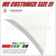 ColourTree 20' x 20' x 20' White Sun Shade Sail Canopy  Triangle - Commercial Standard Heavy Duty - 190 GSM - 3 Years Warranty