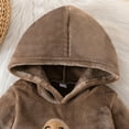 thumbnail image 4 of Gelikeya Fall Winter Baby Clothes for Toddler Boys Cartoon Dinosaur Embroidered Hooded Bodysuit Thermal Long Sleeve Rompers (Coffee, 12-18 Months), 4 of 7