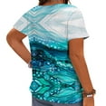 thumbnail image 2 of CLOOCL Plus Size Blouses Moroccan Lake Water Pattern 3D Printed Short Sleeve Shirts, 2 of 6