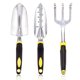 thumbnail image 1 of Juego de herramientas de jardín, kit de jardinería resistente de aluminio fundido de 3 piezas que incluye paleta de mano, paleta de trasplante y rastrillo de mano cultivador, con mango, 1,23 cp, 1 of 5