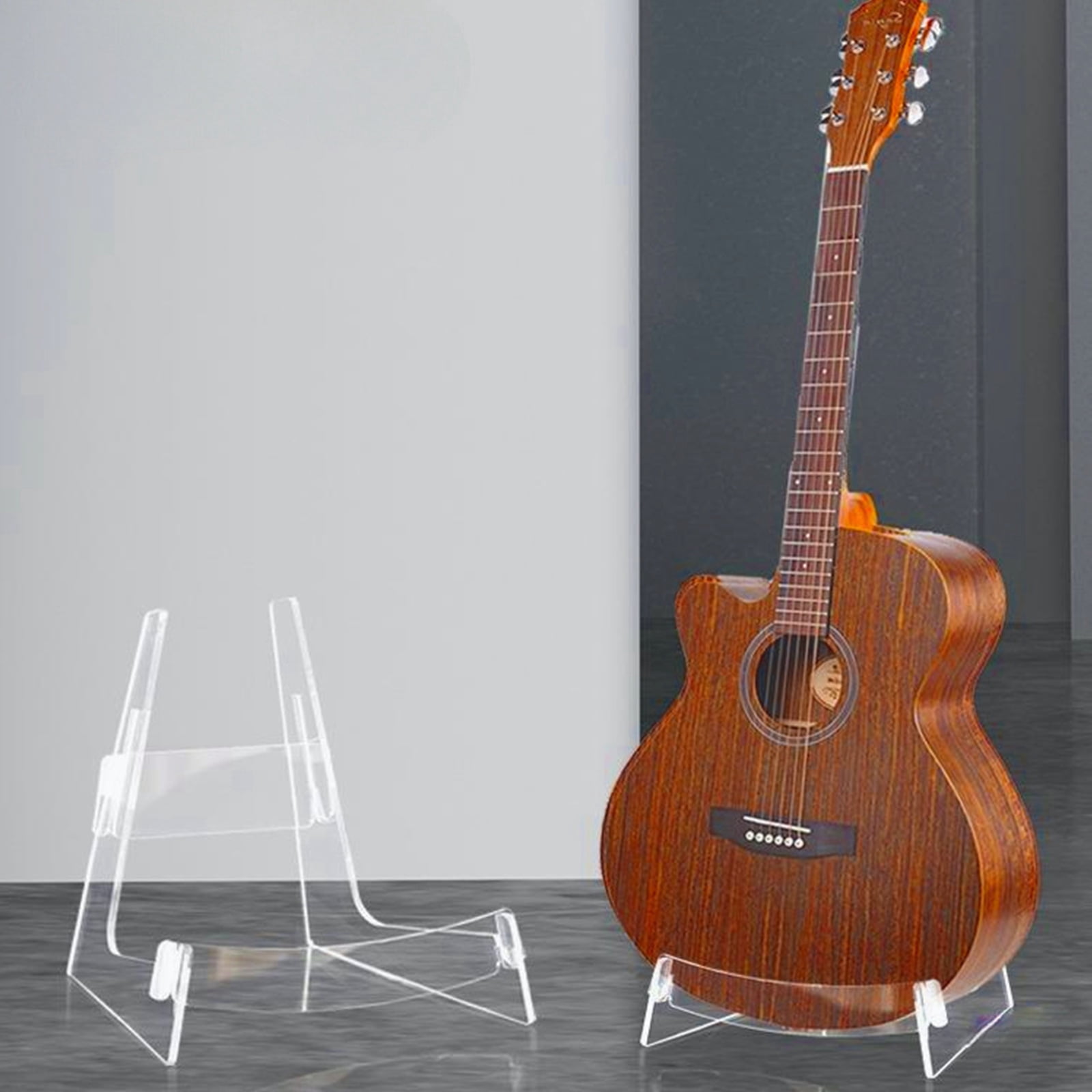 FEAMOS Acrylic Guitar Stand, Folding Guitar Ukulele Stand, String Instrument Stand L-Frame Classical Guitar Stand Ukulele Shelf
