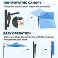 thumbnail image 3 of AECOJOY 10 ft Wall Mounted Patio Umbrella Outdoor Rectangle Umbrella with 180° Rotation for Outside in Blue, 3 of 8