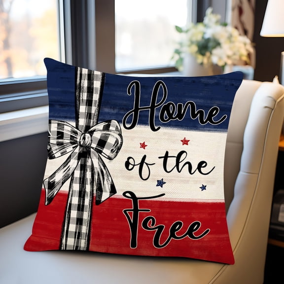 QuanTara Patriotic Throw Pillow Cover, 18x18in High Definition Printed American Flag Pillowcase for 4th of July, Independence Day, Sofa, Couch, Outdoor & Home Decor