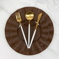 thumbnail image 4 of BalsaCircle 10 Brown 9" Round Disposable Salad Dinner Plastic Plates Gold Wavy Trim Wedding Party Tableware, 4 of 8