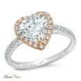 thumbnail image 6 of 2.27 ct Heart Cut Real Genuine Natural Diamond VS1-VS2 I-J 18K White Rose Gold Halo Promise Wedding Statement Engagement Designer Ring size 9, 6 of 7