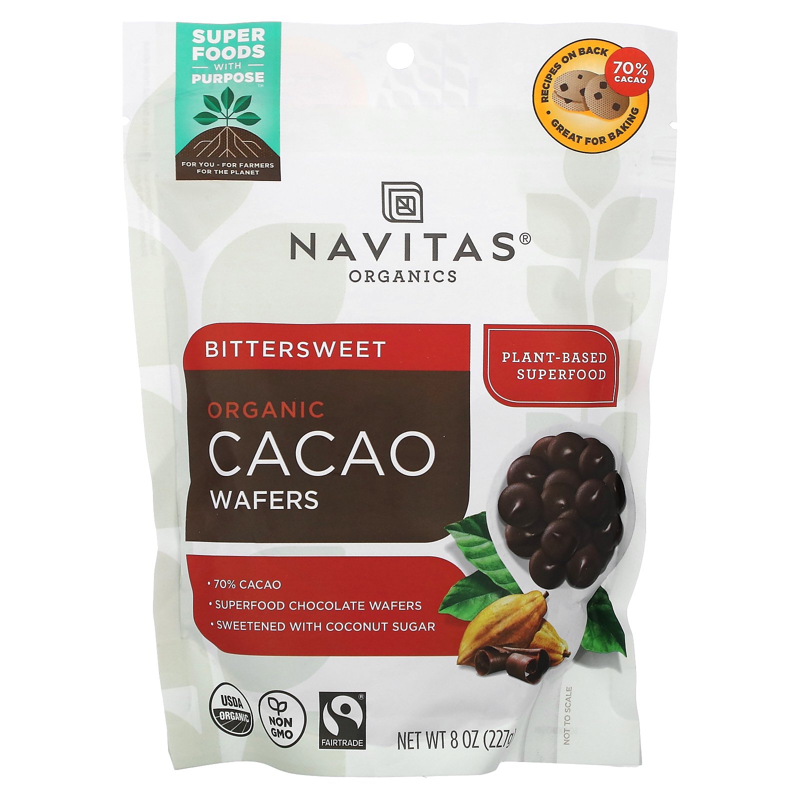 Navitas Organics Bittersweet Cacao Wafers 8 oz.