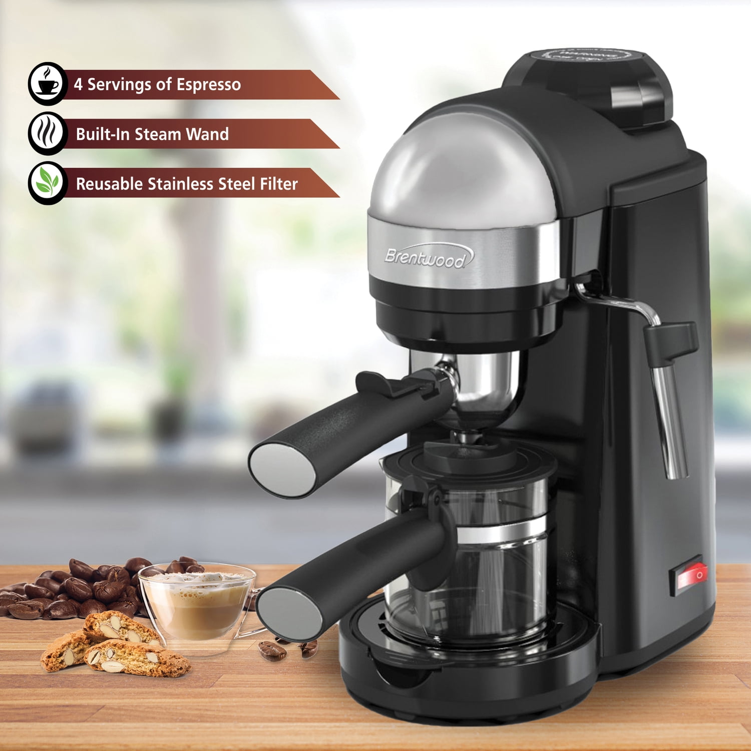 Brentwood Appliances GA-135BK 20-Ounce 800-Watt Espresso and Cappuccino Maker