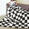 thumbnail image 4 of Yiaed Black and White Checkerboard Pattern Fleece Throw Blanket,Fleece Throw Blankets for Couch & Bed All Season Use -60"x50", 4 of 4