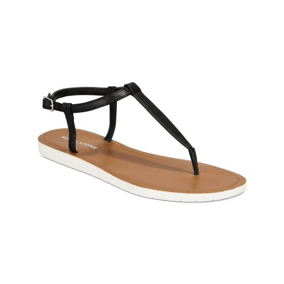 Sun Stone Womens Roxxie Faux Leather Ankle Strap Flats