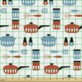 thumbnail image 2 of Ambesonne Mid-Century Modern Fabric by the Yard Upholstery, Retro Cuisine, 2 Yards, Blue Grey Vermilion, 2 of 5