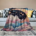 thumbnail image 2 of ONETECH  Moon Blanket for Kids, Moon with Colorful Rainbow Clouds and Starry Stars Blanket, Galaxy Universe Space Blanket for Boys Girls, Soft Plush Kids Blanket, Blue Pink Purple,, 2 of 6