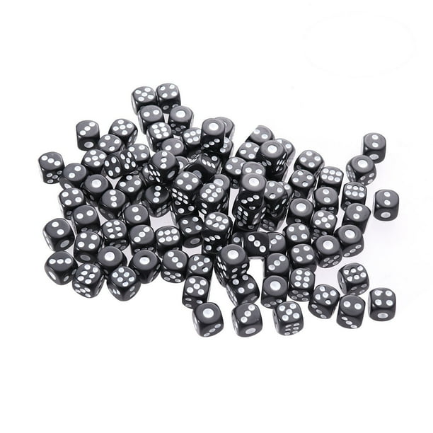 KAKOWELY 100 dados de plástico de 6 caras de colores para juegos de karaoke, fiestas y bares - n.° 15 (negro)