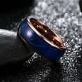 thumbnail image 6 of Tioneer Tungsten Carbide Blue / Red Cured Wood Design Rose Gold Wedding Band Ring Mens Womens 8MM w/ FREE Engraving, 6 of 7