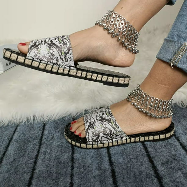 Zapatillas con punta abierta y plana para mujer, sandalias cómodas, informales, cómodas, para playa Wmkox8yii hj789