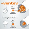 thumbnail image 4 of Ventev - Cable Plano Chargesync Usb A A Usb C De 3,3 Pies | Diseño De Carga Rápida Sin Enredos | Compatible Con Samsung Galaxy S24 Note 20/10 Google Pixel Oneplus Ipad Pro/Air Macbook Pro/Air - Negro, 4 of 5