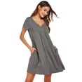 thumbnail image 4 of FEREMO Women's Summer Sleepwear Sleep Shirt Short-Sleeved Pocketed Modal Pullover Button Night Dress, 4 of 5