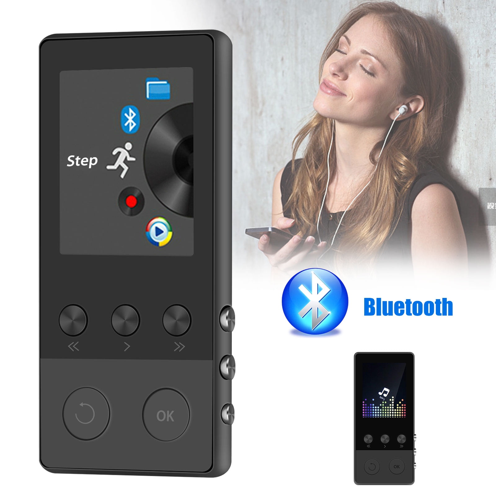 MP3 Player, EEEkit Bluetooth Button Sports Music Player with Metal