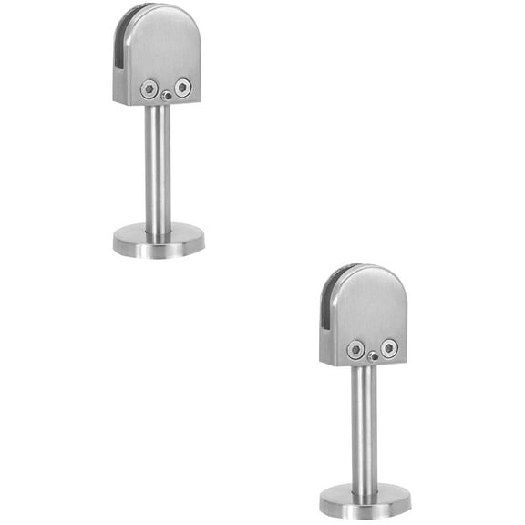 MLINS 2 pcs  Glass Holder Stainless Steel Glass Clip Glass Clamp Glass Shelf Clamp Bracket Base Holder with 14x80mm Support Rod