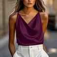 thumbnail image 6 of SSZMDLB Women Sleeveless V Neck Tank Top Satin Solid Slim Fit Elegant Party Blouse Casual Summer Tops Dressy Basic Tee Shirt Date Night Outfits, Purple 2XL, 6 of 8