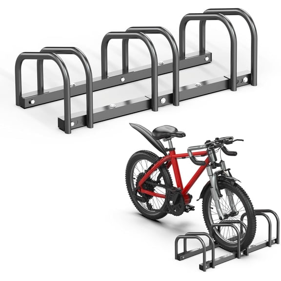 Storage Rack for Garage, 3 Bikes Floor  Stand, Bicycle Parking Stand Rack for Indoor/Outdoor, Fit 22-28" Wheel Tire Width 2.1"