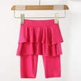 thumbnail image 3 of Hotiary Toddler Baby Girls Summer 2 Layered Knee-Length Leggings with Skirt Dance Pants Kids Elastic Ruffle Skirt Stretchy Workout Athletic Pants for 4-12Y Dark Rose Red, 3 of 8