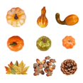 thumbnail image 1 of Tamaños Calabazas Artificiales de Calabazas de Y Calabazas de Espuma Sintética Hojas de Arce de Pino Bellota para Ot - 128 piezas Gloria calabaza falsa, 1 of 7