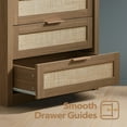 thumbnail image 5 of ARKANTOS 5 Drawer Rattan Dresser for Bedroom,Wood Storage Closet Dressers Chest Classic Walnut, 5 of 9