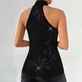 thumbnail image 5 of Laqbezok Chic Halter Criss Cross Sequin Tank Top, Women's Sparkly Sleeveless Party Camisole, Shiny Night Out Outfit, 5 of 7