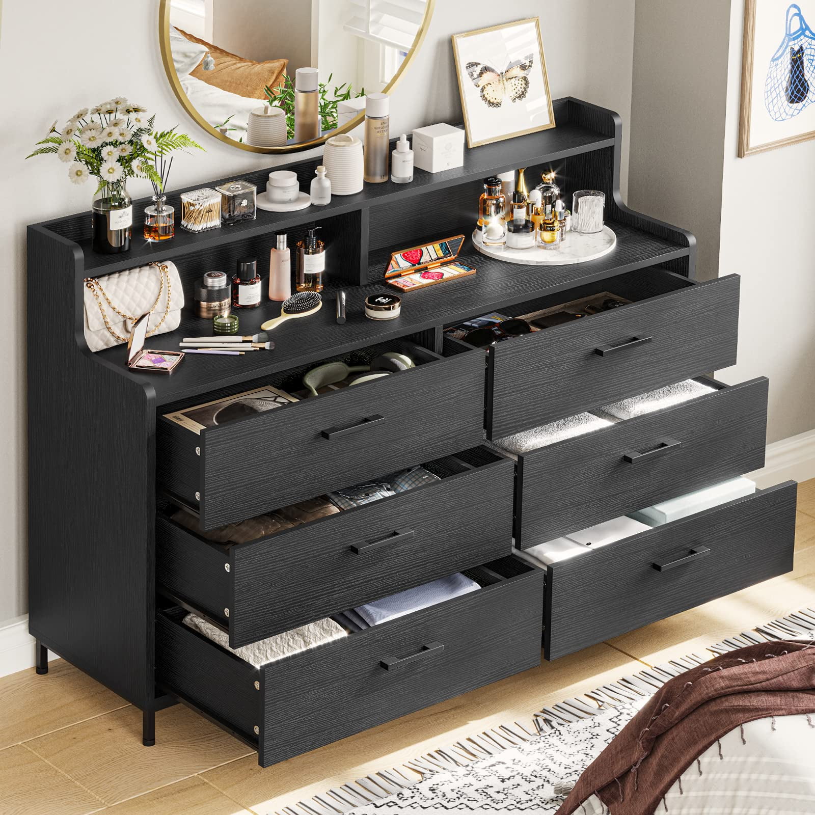 Amazon.com: Shintenchi 6 Drawer Dresser, Wide Chest of