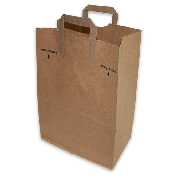 Gexandy Paper Grocery Bags with Handles, Brown, 25-Piece