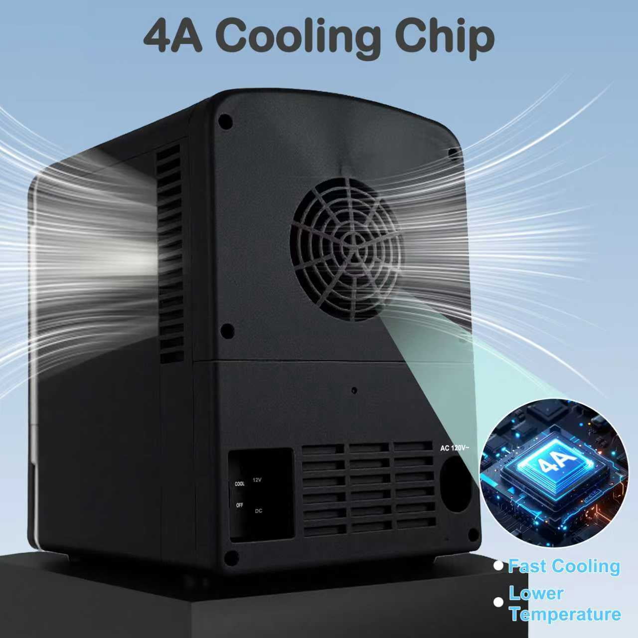 4L/6Can Mini Fridge，Portable Skincare Refrigerator with Transparent Window and Chrome Handle