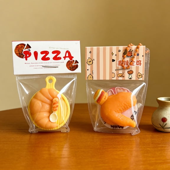 Simulated Pizza and Croissant Squishy Squishy for Adults Brown and Yellow Sensory Gadget Soft Tactile Office Desk Accessory Slow Rising Tool 1 Pack