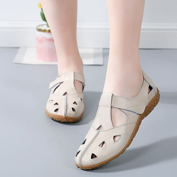 AXXD Beige Sandals for Women Summer Ladies Sandals Hollow Hole Breathable Casual Shoes