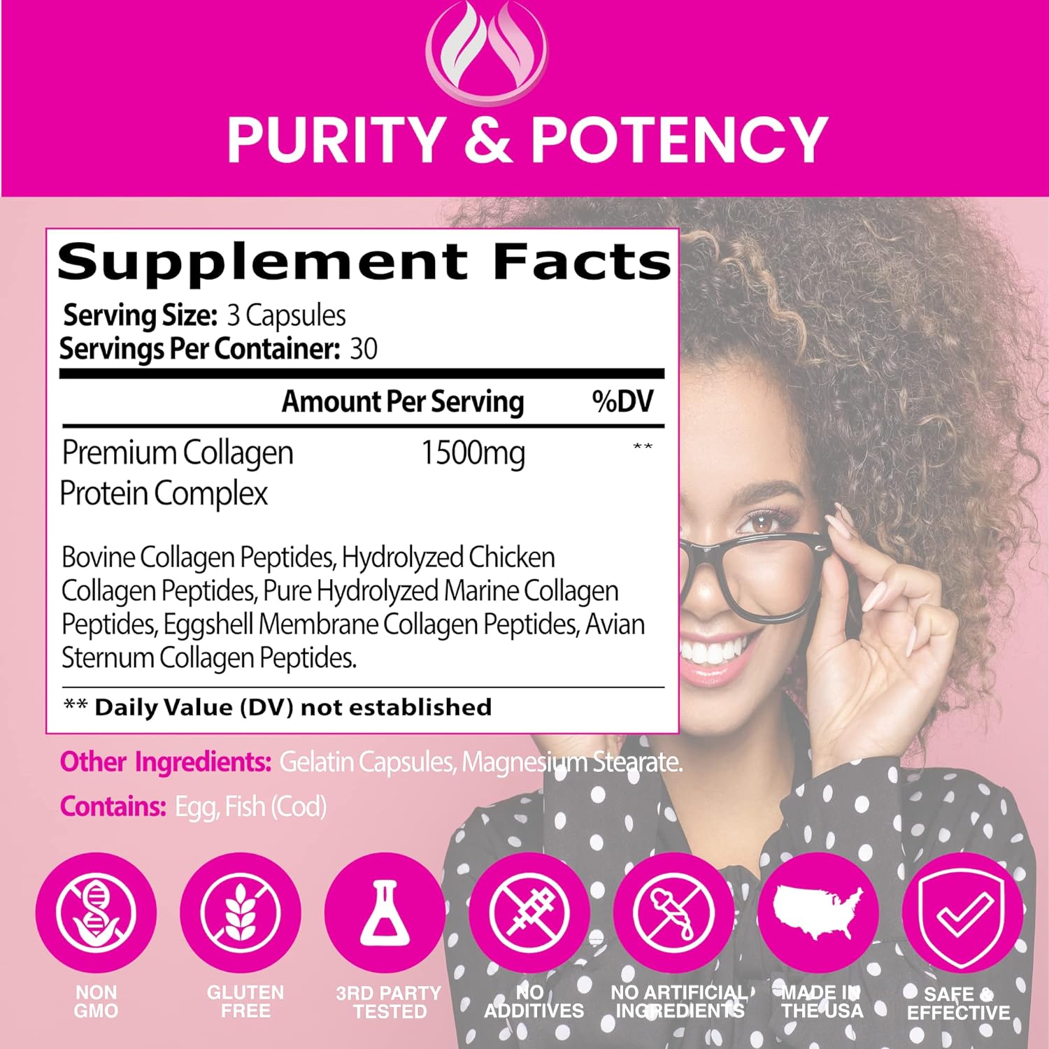 The Enclare Nutrition Multi Collagen Complex Hydrolyzed Collagen Peptides Capsule, 90ct with Box