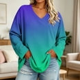 thumbnail image 2 of Perfectbot Plus Size Long Sleeve T-Shirt for Women, V Neck Tunic Tie Dye Print Loose Casual Tee Top Sizes L-5X, 2 of 6