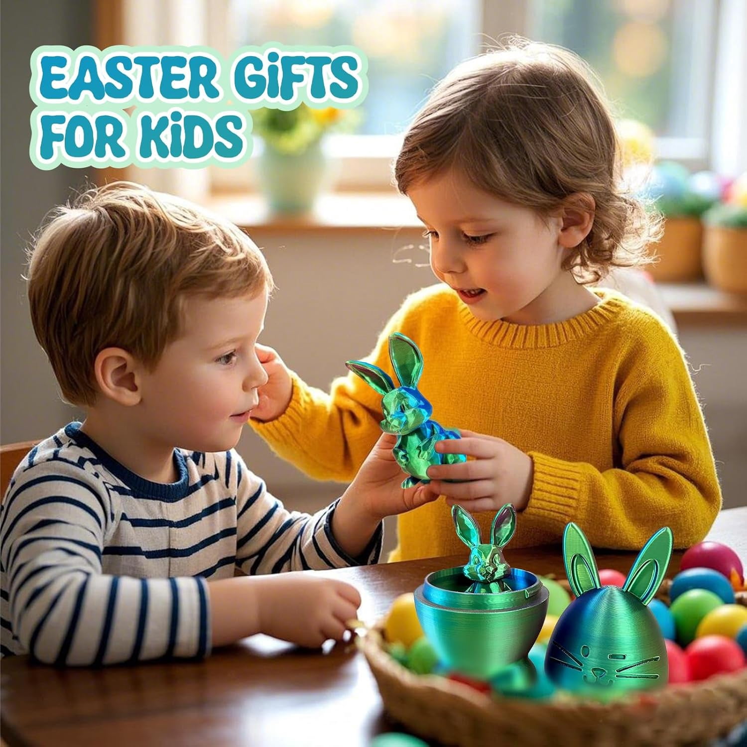 Vggrvlo 3D Printed Animals with Toys Inside Easter Eggs Decorations 3D Printing Toys for Easter Ornament for Birthday Gifts & Party Favors